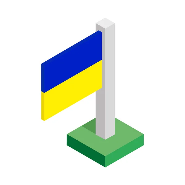 Державний Прапор Флагштока Намальованим Ізометричної Проекції — стоковий вектор
