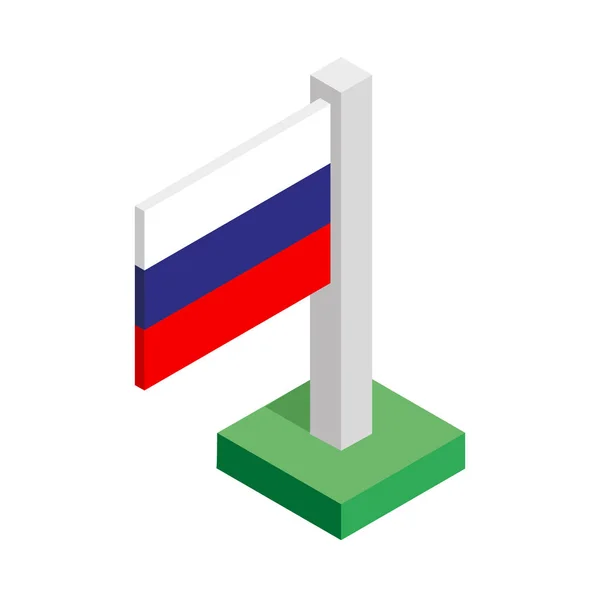 Bandeira Nacional Federação Russa Mastro Hasteado Vista Isométrica — Vetor de Stock