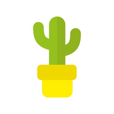 Görüntü bir tencerede bir kaktüs. Düz tasarım