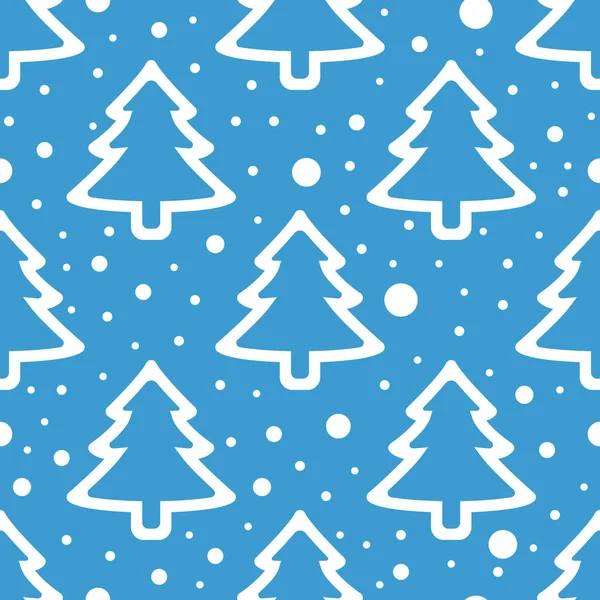 Seamless Pattern Which Depicts Christmas Trees Small Circles — Stock Vector