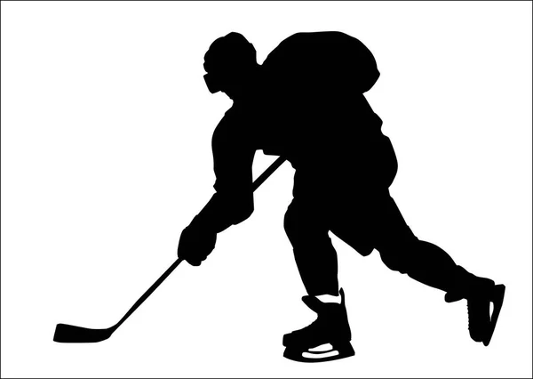 Hockey Player Black Vector Silhouette — Stock Vector