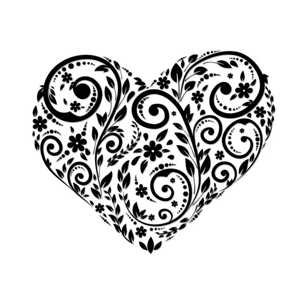 Corazón floral ilustración decorativa — Vector de stock