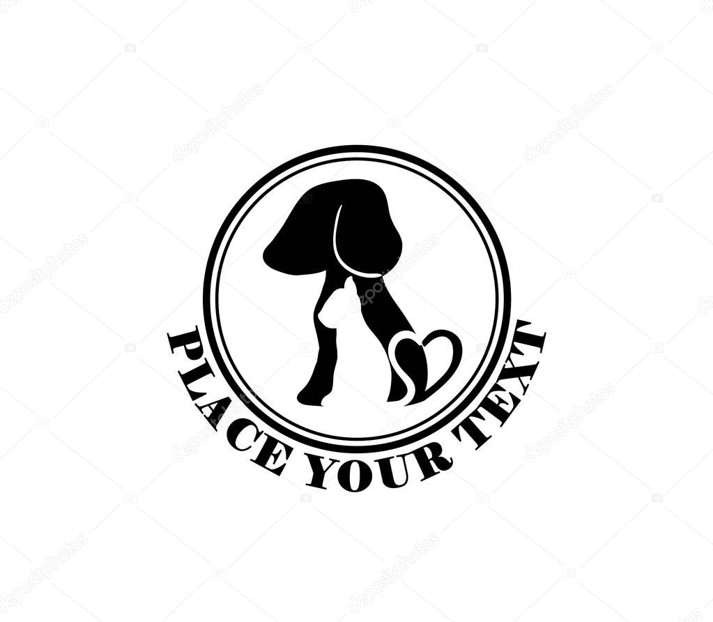 Cat and dog - Black and white logo for shelters. Help to save homeless animals.