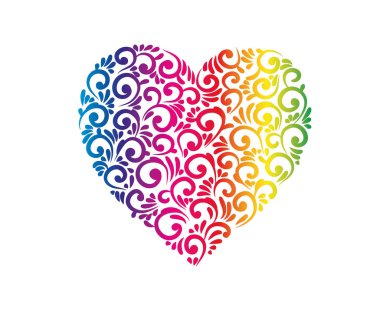 Gökkuşağı degradesi ile Halk süslenmiş kalp.