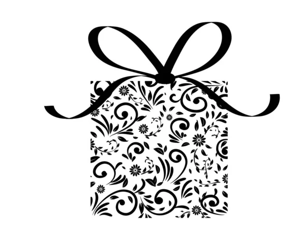 Çiçek elementleri ile süslenmiş siyah beyaz çiçek hediye.