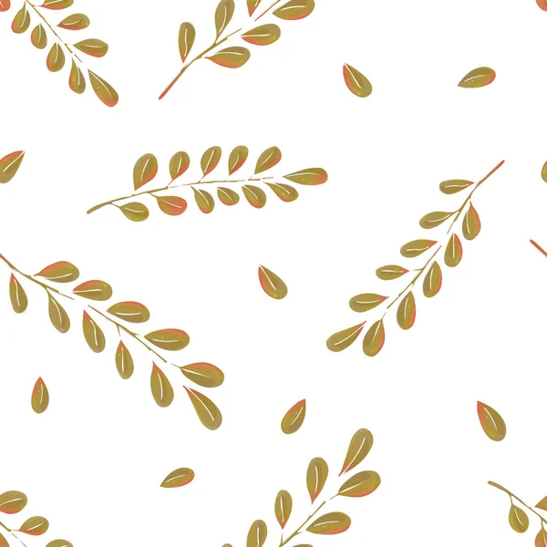 Foral patrón con hojas en estilo vintage. Ilustración monocromática sobre fondo blanco . — Vector de stock