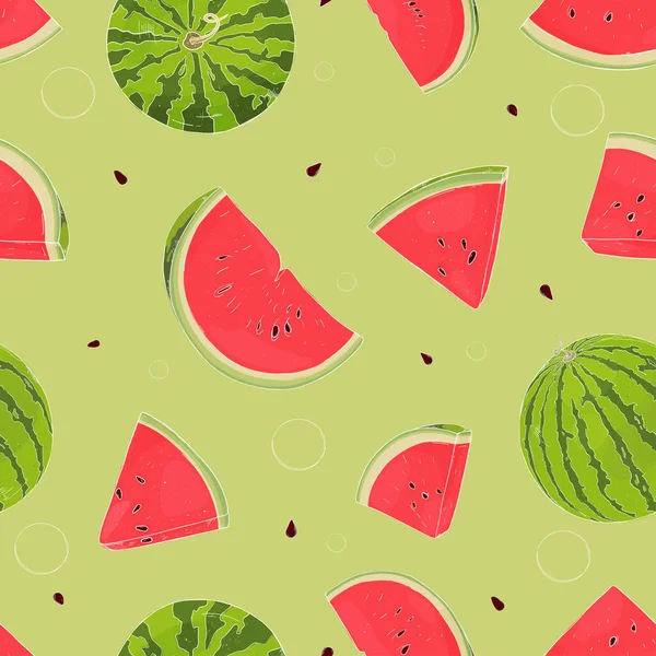 Varrat nélküli mintát a görögdinnye. Húzók. — Stock Vector