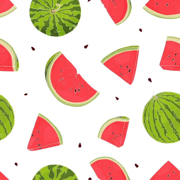 Varrat nélküli mintát a görögdinnye. Húzók. — Stock Vector