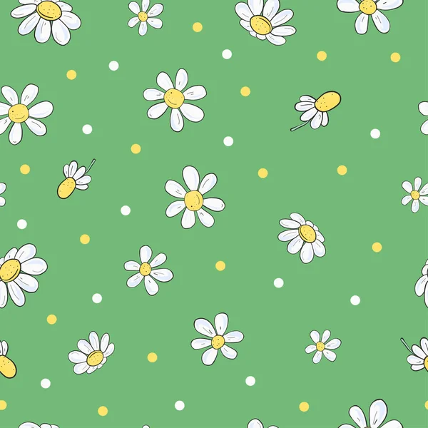 Patrón floral sin costuras con flores de manzanilla . — Archivo Imágenes Vectoriales