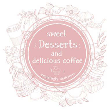 Yuvarlak kare, metniniz için tatlılar. Tek renkli siluetleri tatlılar ve tatlılar.