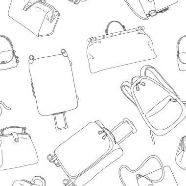 Seamless pattern with bags on a white background.