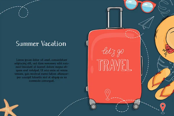 Affiche sur le thème des voyages d'été. Modèle de modèle. — Image vectorielle