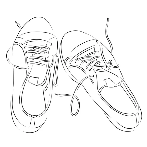 Sneakers disegnate a mano su sfondo bianco. — Vettoriale Stock