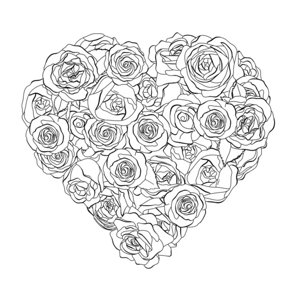 ดอกกุหลาบรูปหัวใจ วันวาเลนไทน์ . — ภาพเวกเตอร์สต็อก