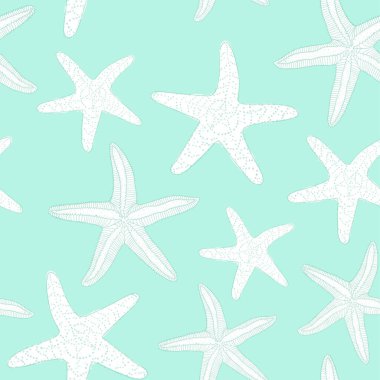 Çeşitli denizyıldızlarıyla elle çizilmiş kusursuz desen.