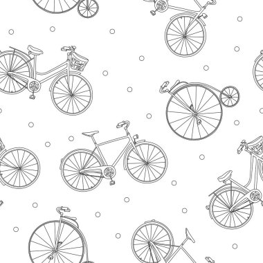 Beyaz arka planda motosikletleri olan kusursuz desen.