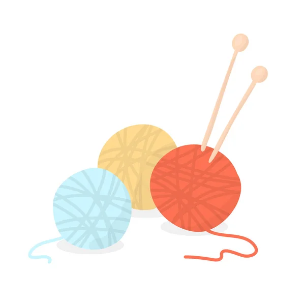 編み物や編み針のためのウールのボール. — ストックベクタ