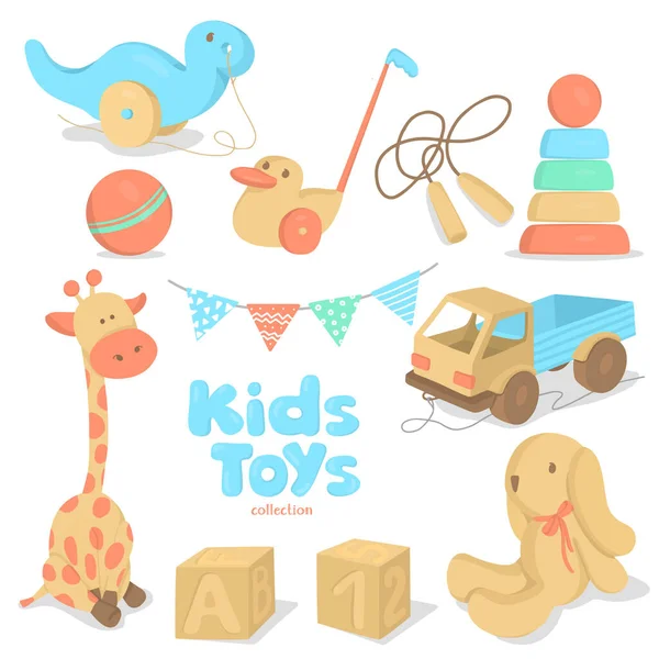 Set con juguetes para niños. ilustraciones vectoriales. — Archivo Imágenes Vectoriales