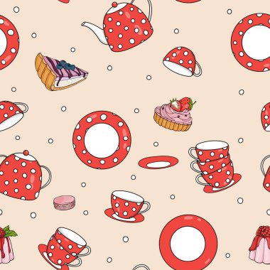 Çay takımlı desen ve tatlı hamur işleri.. 