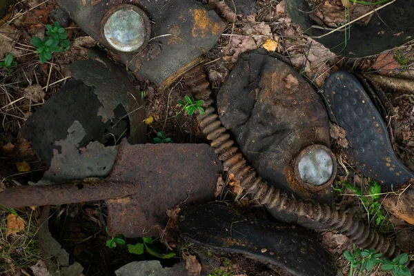 Rastros Segunda Guerra Mundial Rusia Máscara Gas Vieja Botas Detalles —  Fotos de Stock