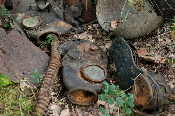 Rastros Segunda Guerra Mundial Rusia Máscara Gas Vieja Botas Detalles —  Fotos de Stock