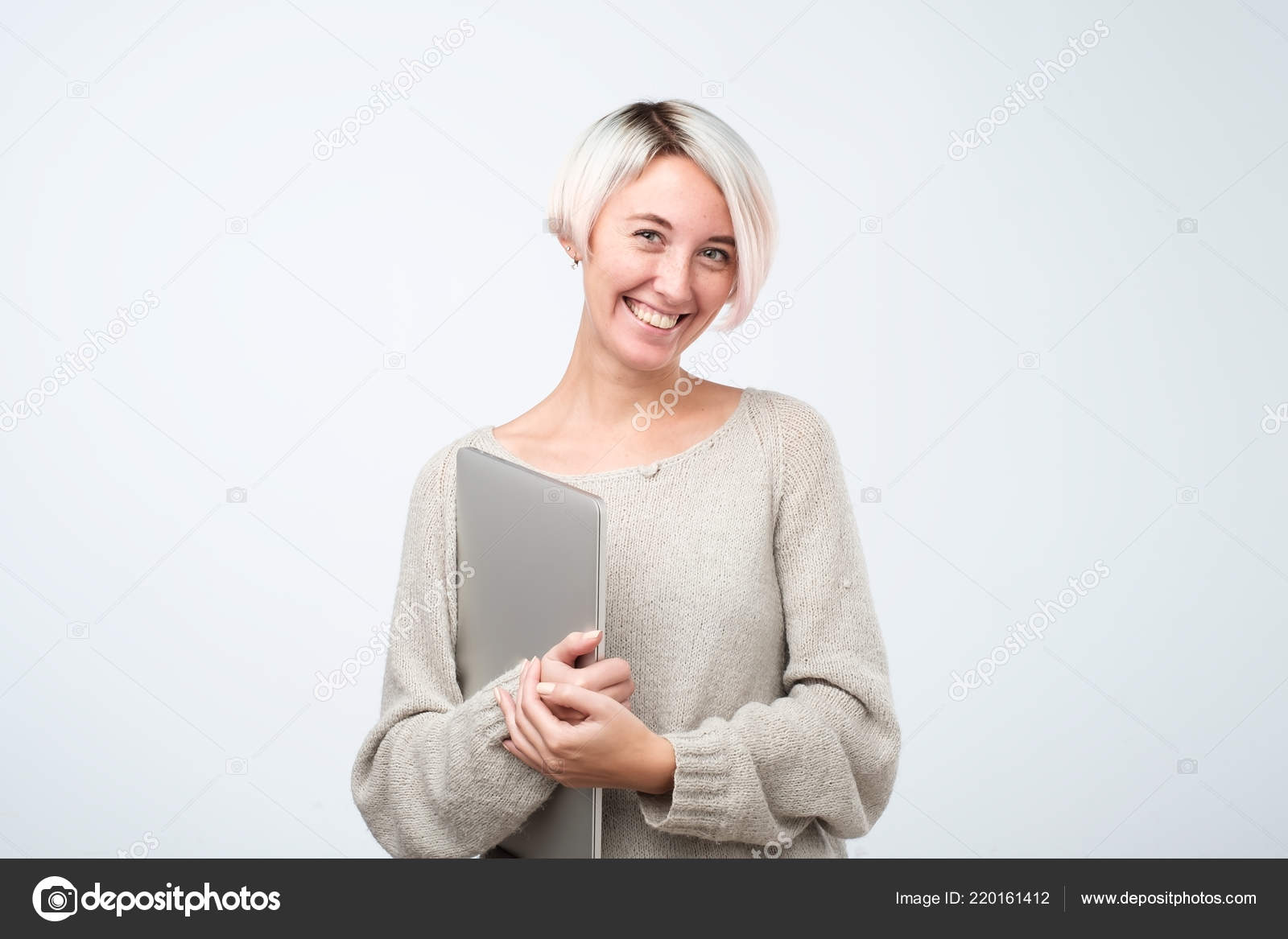 Surfer Girl Hairstyles Short Hair Cheerful Young Woman With Dyed