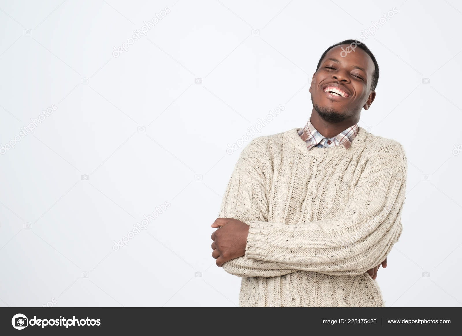 Handsome African Man Laughing Out Loud Funny Meme Joke Found Stock