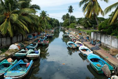 Sri Lanka, Negombo 15 Mayıs 2018: Hollandaca kanal tekne ile