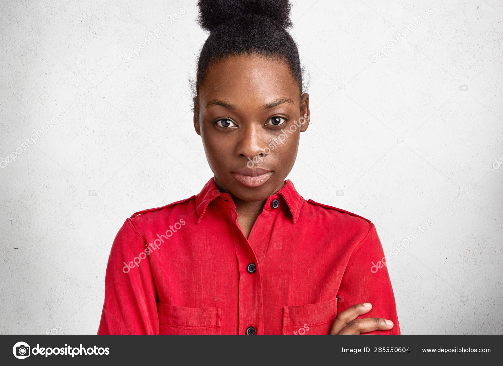 Headshot Attractive Young Female Model Afro Hairstyle Dark