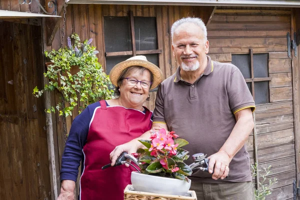 Senior Couple Love Leisure Outdoor Together Bike Vintage Style Smiling — Stock Photo, Image