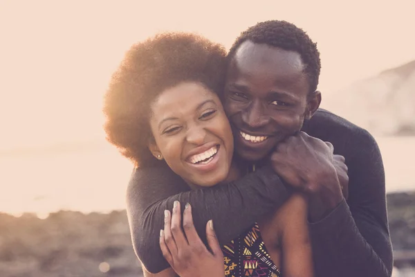 Mooie Zwarte Race Aardig Model Paar Man Vrouw Jonge Leeftijd — Stockfoto