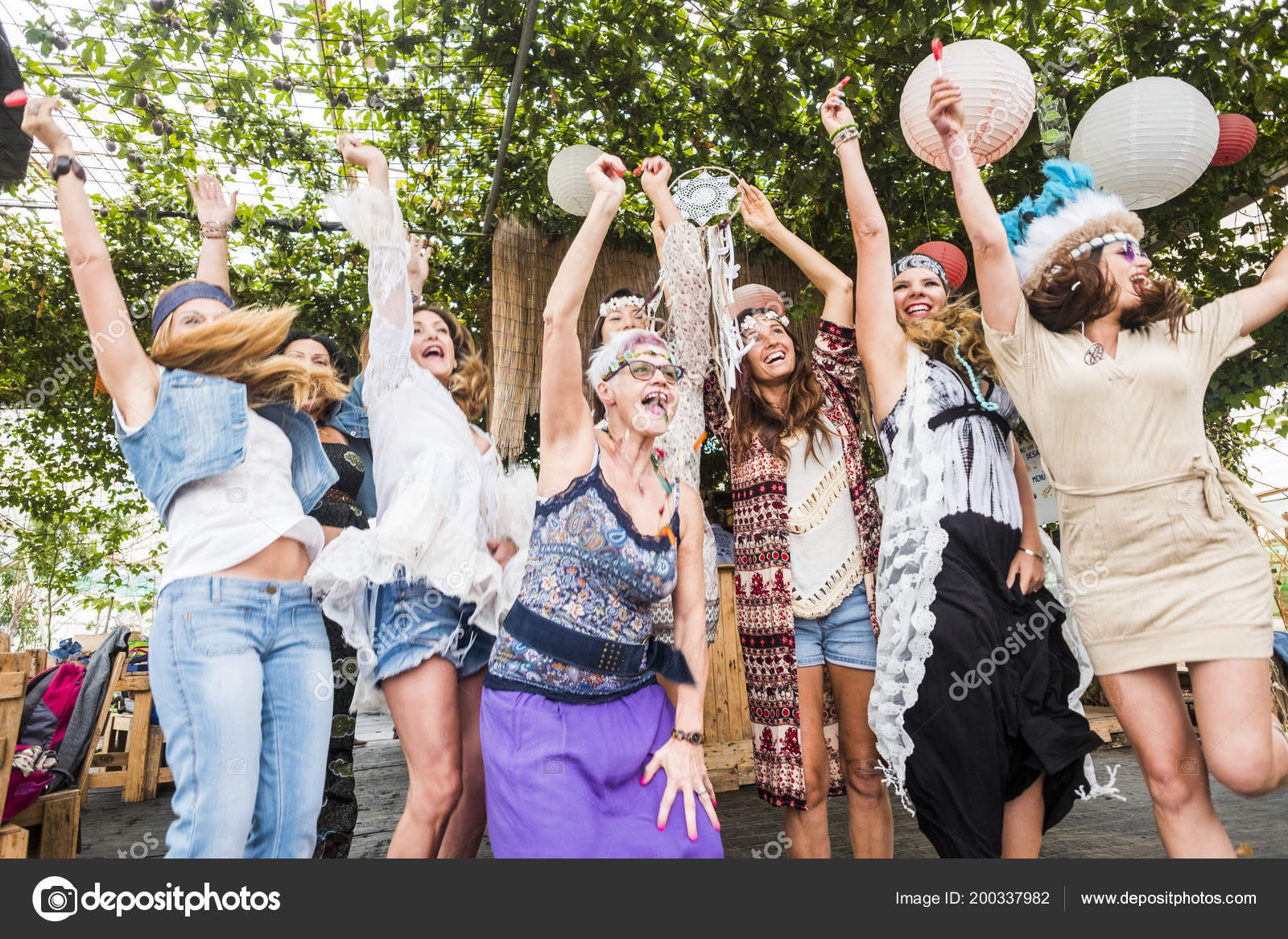 Group of women having fun Group Crazy Women Mixed Ages Young Old