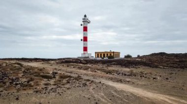 Punta de Abona Beach eski deniz feneri. Landmark Güney Tenerife, Kanarya Adaları, İspanya.