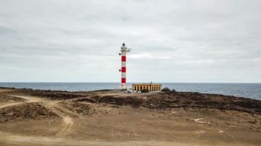 Punta de Abona Beach eski deniz feneri. Landmark Güney Tenerife, Kanarya Adaları, İspanya.