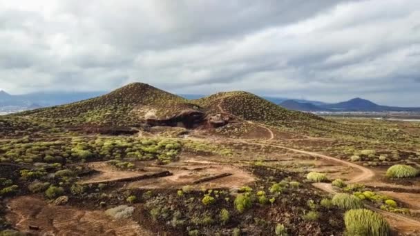 Lanzarote Geria Bağında Kanarya Adaları Nda Siyah Volkanik Toprak — Stok video