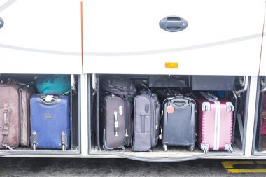 Bagaj otobüs Kasası tatil hedef için başlamak için hazır depolanan