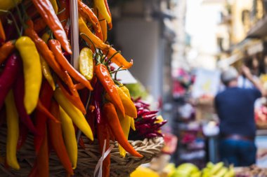 Napoli, İtalya baharatlı habanero yığını, yakın çekim 