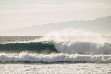büyük güzel mavi dalga sörfçü için. okyanus tenerife güç ve vahşi su ile
