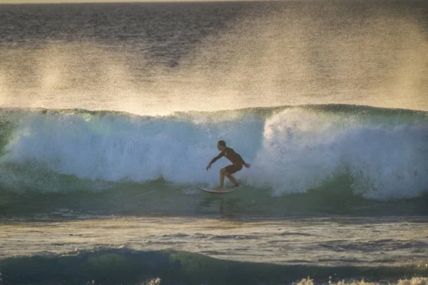 昼間に海の波に乗るサーファーのビュー — ストック写真