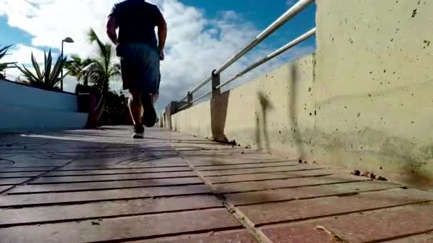 Hombre Corriendo Por Mañana Actividad Deportiva Aire Libre — Vídeos de Stock