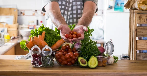 Comida Vegetariana Saludable Estilo Vida Hogar Concepto —  Fotos de Stock