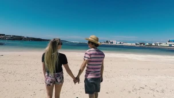 Vrolijk Paartijd Samen Doorbrengen Het Strand Tijdens Vakantie — Stockvideo