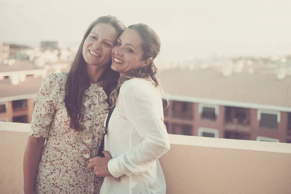 Couple of women happy friends smile and have fun laughing a lot — Photo