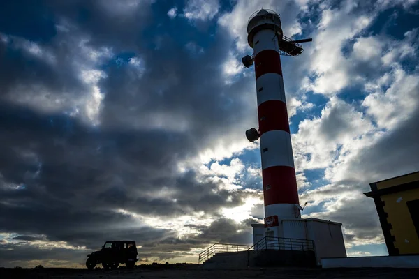 Beautiful Sunset Sky Clouds Lighthouse Coast Line — Stock Photo, Image