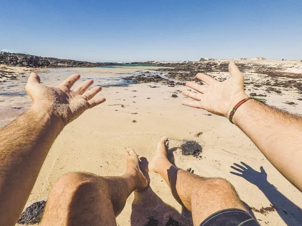 Concepto Alegría Felicidad Para Las Vacaciones Verano Playa Lugar Mar —  Fotos de Stock