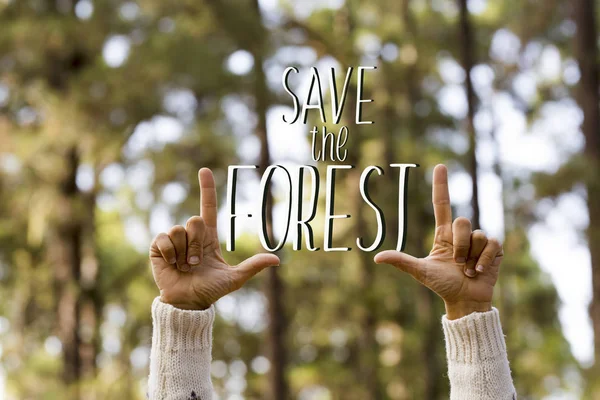 Orman Mesajını Insan Eliyle Kaydet — Stok fotoğraf