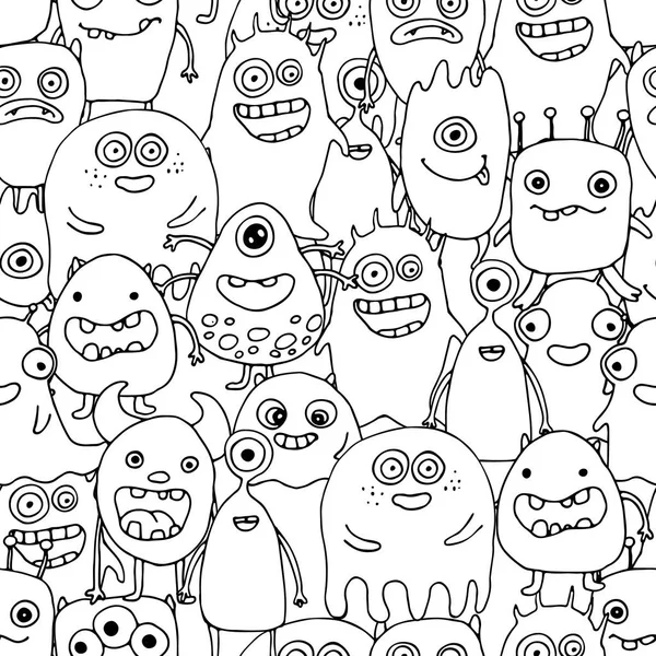 Vzor Bezešvé Doodle Monster Barevné Stránky — Stockový vektor