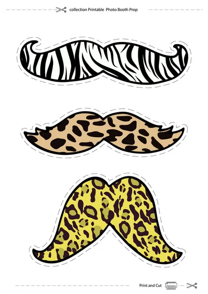 Mustasch Med Trendiga Mönster Gepard Leopard Zebra — Stock vektor
