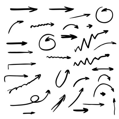 elle çizilmiş okları, koleksiyon küme marker çizilen karalamalar