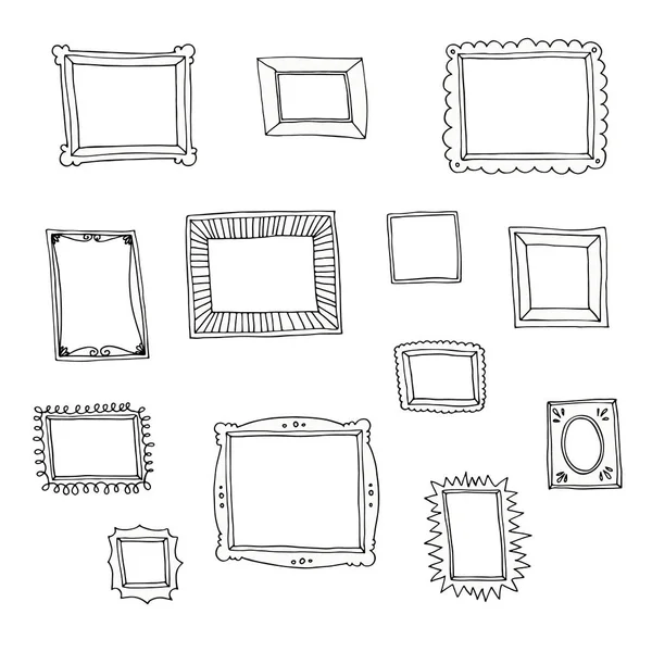 Set Hand Drawn Doodle Frames — Stock Vector